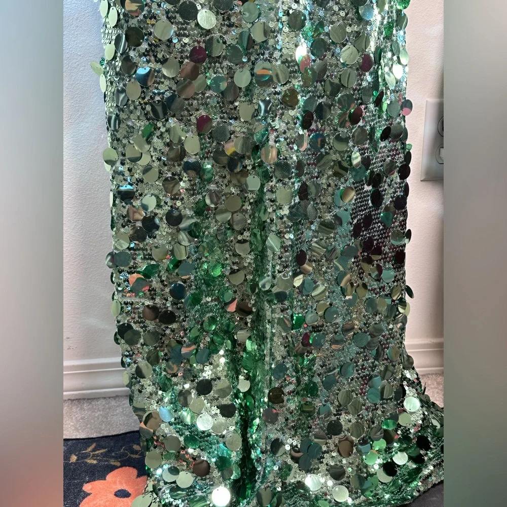Bronx and Banco Farah Strapless Gown in Green & Multi sequins sparkle maxi dress
